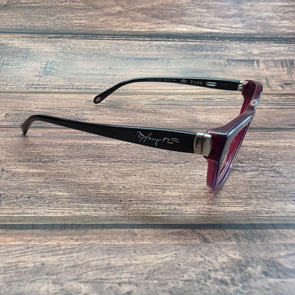Tiffany & Co TF 2114 8173 Plum Black Cat Eye Eyeglasses Frames Italy 53-16-140